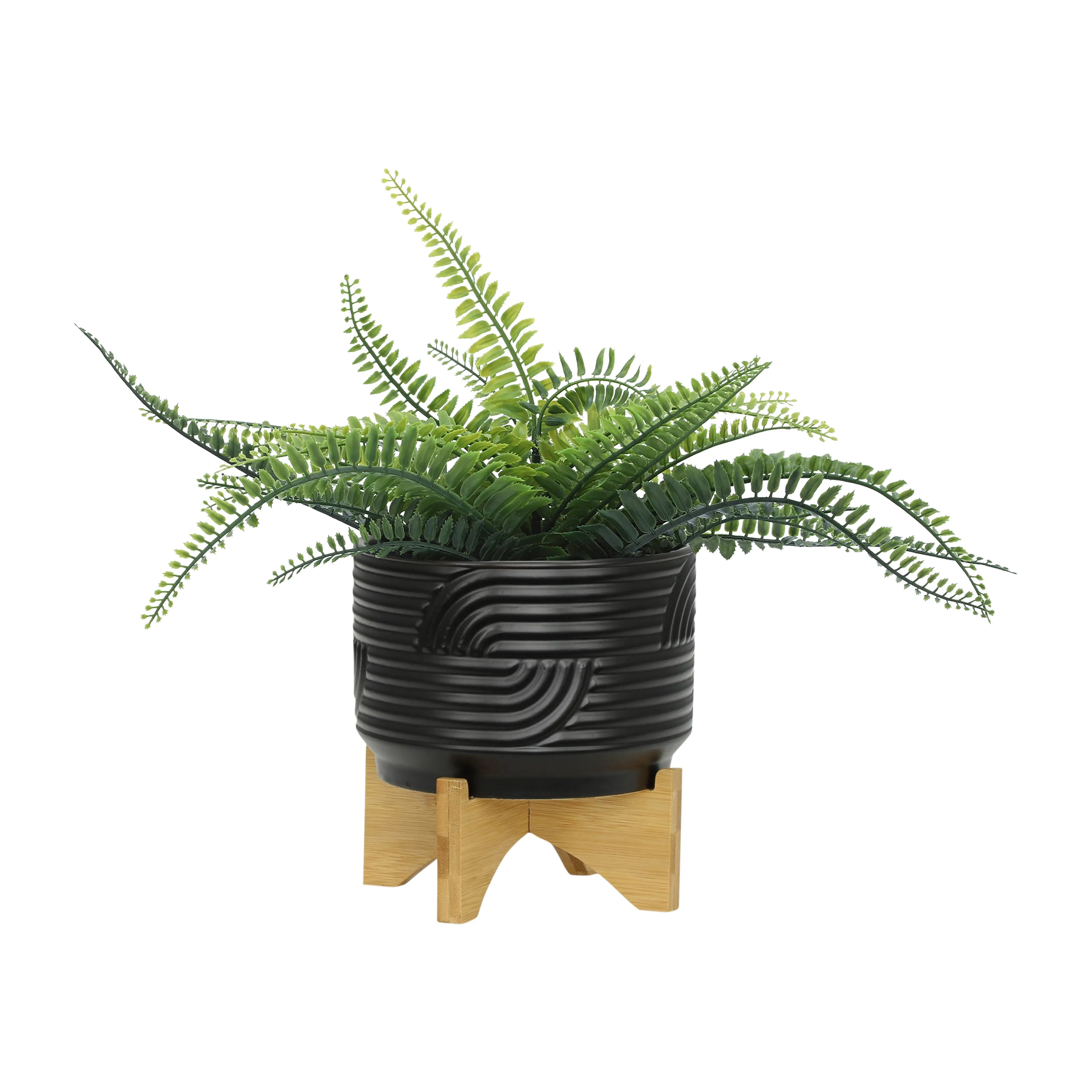 CER, 7" ABSTRACT PLANTER ON STAND, BLACK