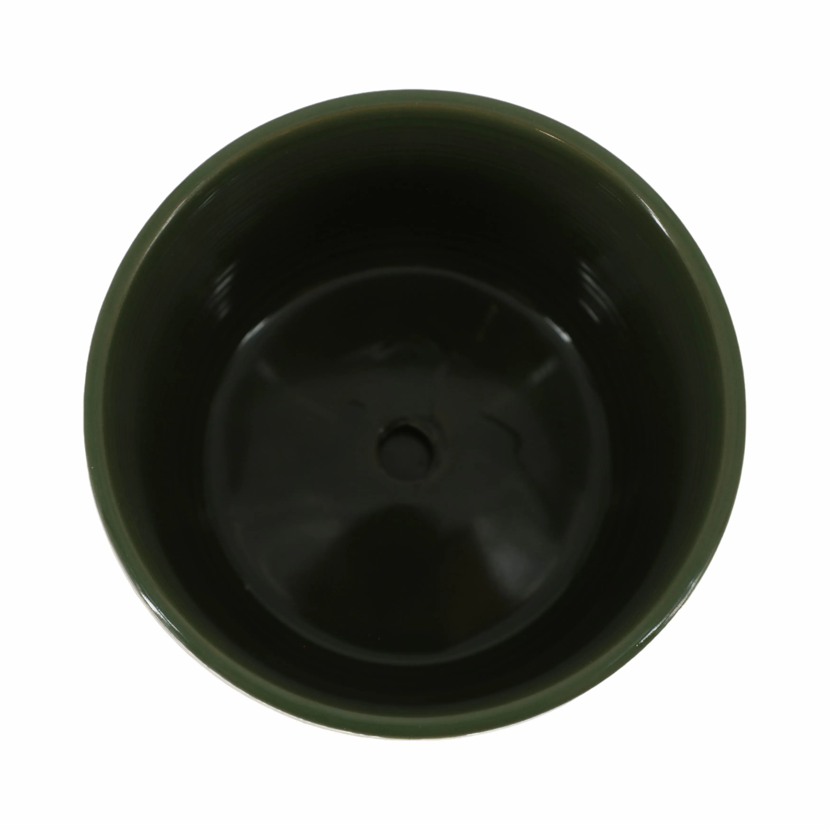 CER,  S/2  5/6" X-PLANTER W/ SAUCER,  OLIVE