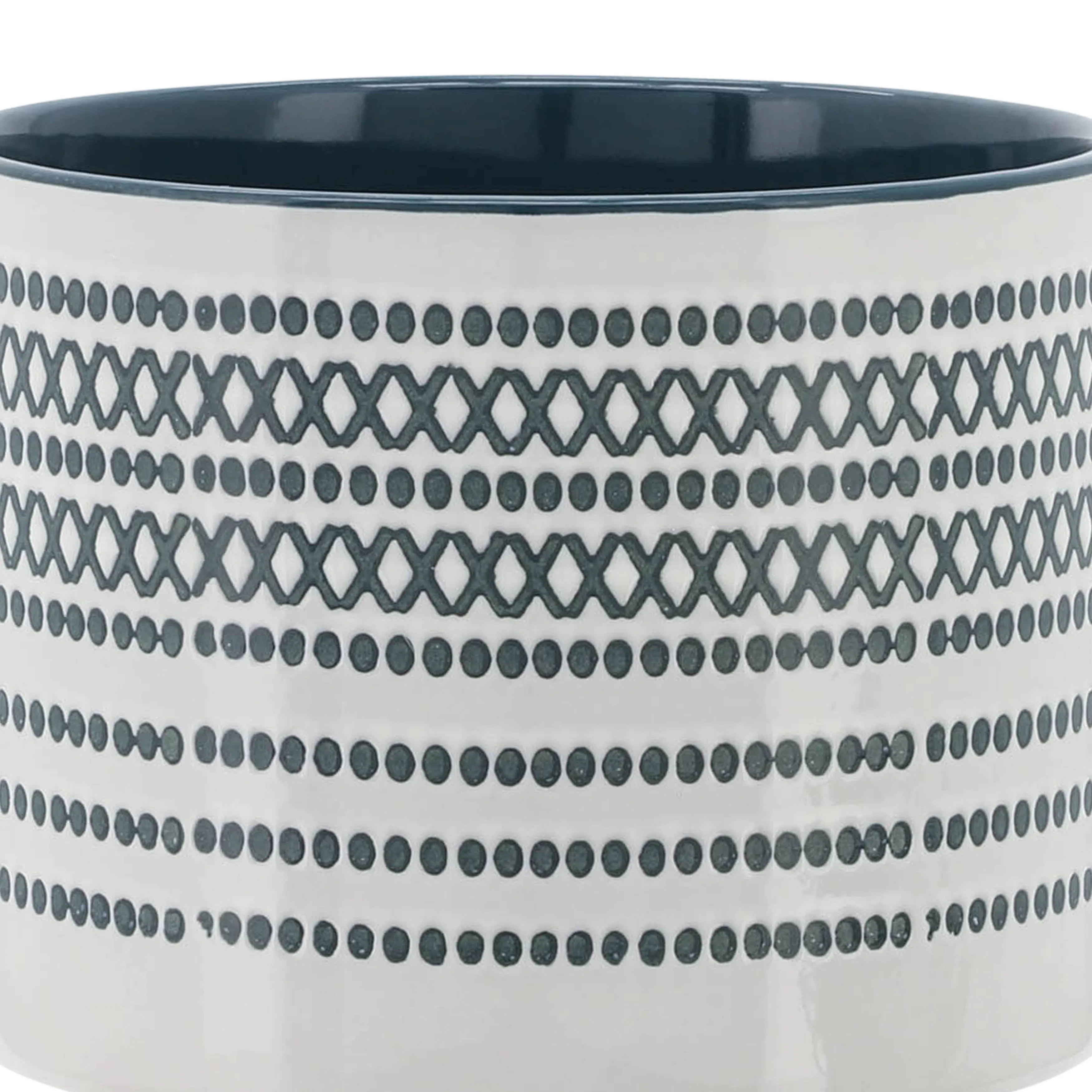CER, S/2 5/8" PLANTER ON STANDW/ DOTS, BLUE