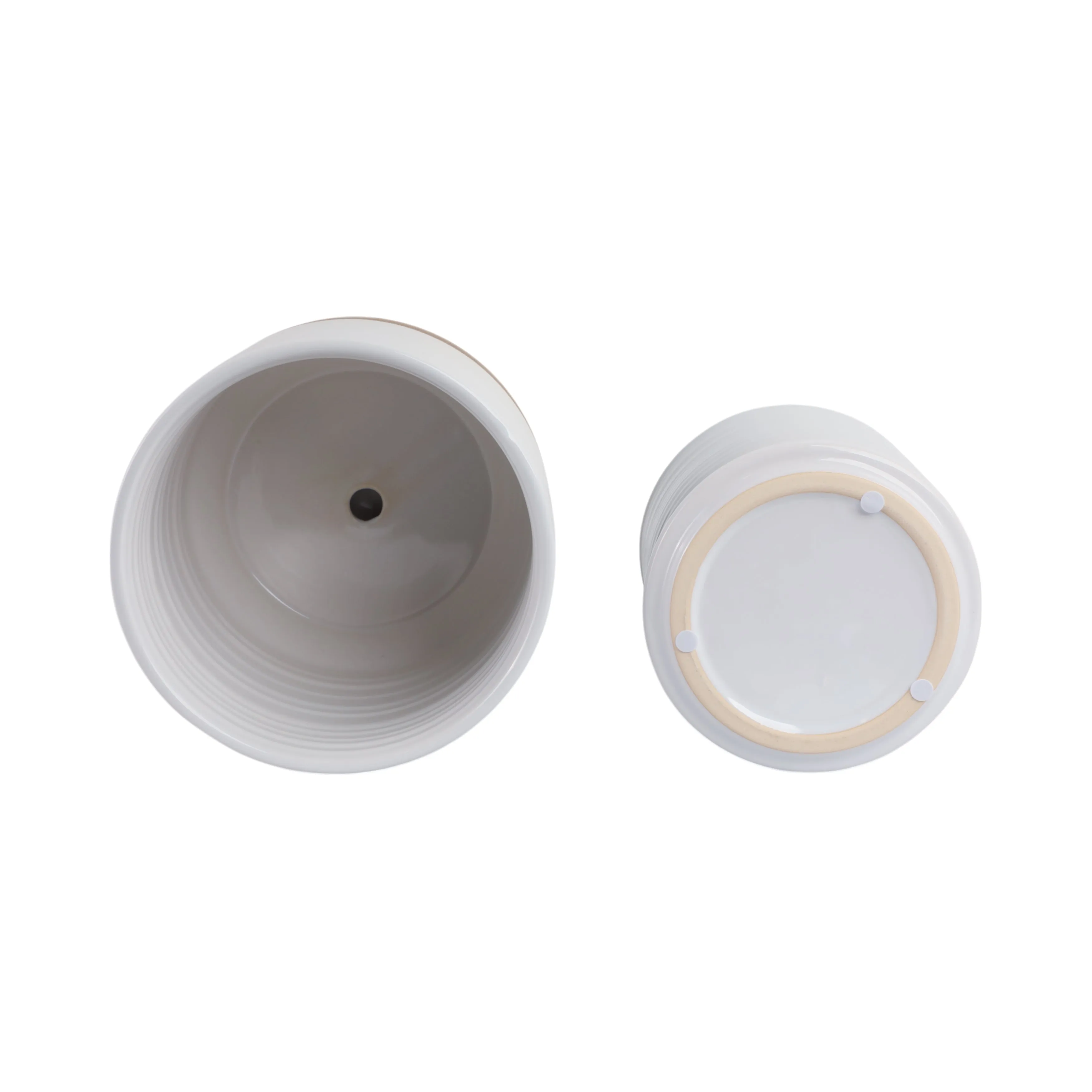 Cer, S/2 6/8" Planter W/ Saucer, White