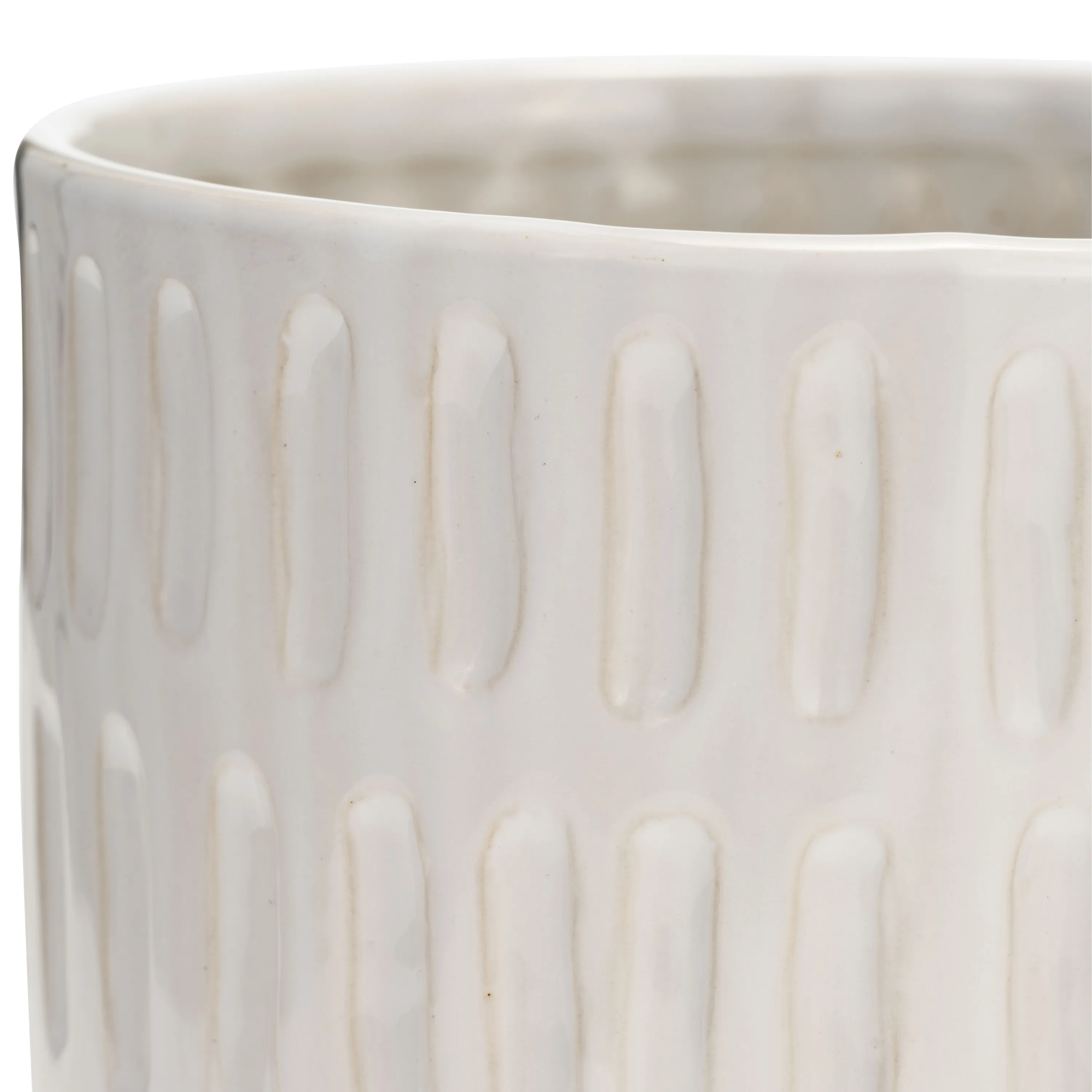 CERAMIC 6" TEXTURED PLANTER W/ SAUCER, BEIGE