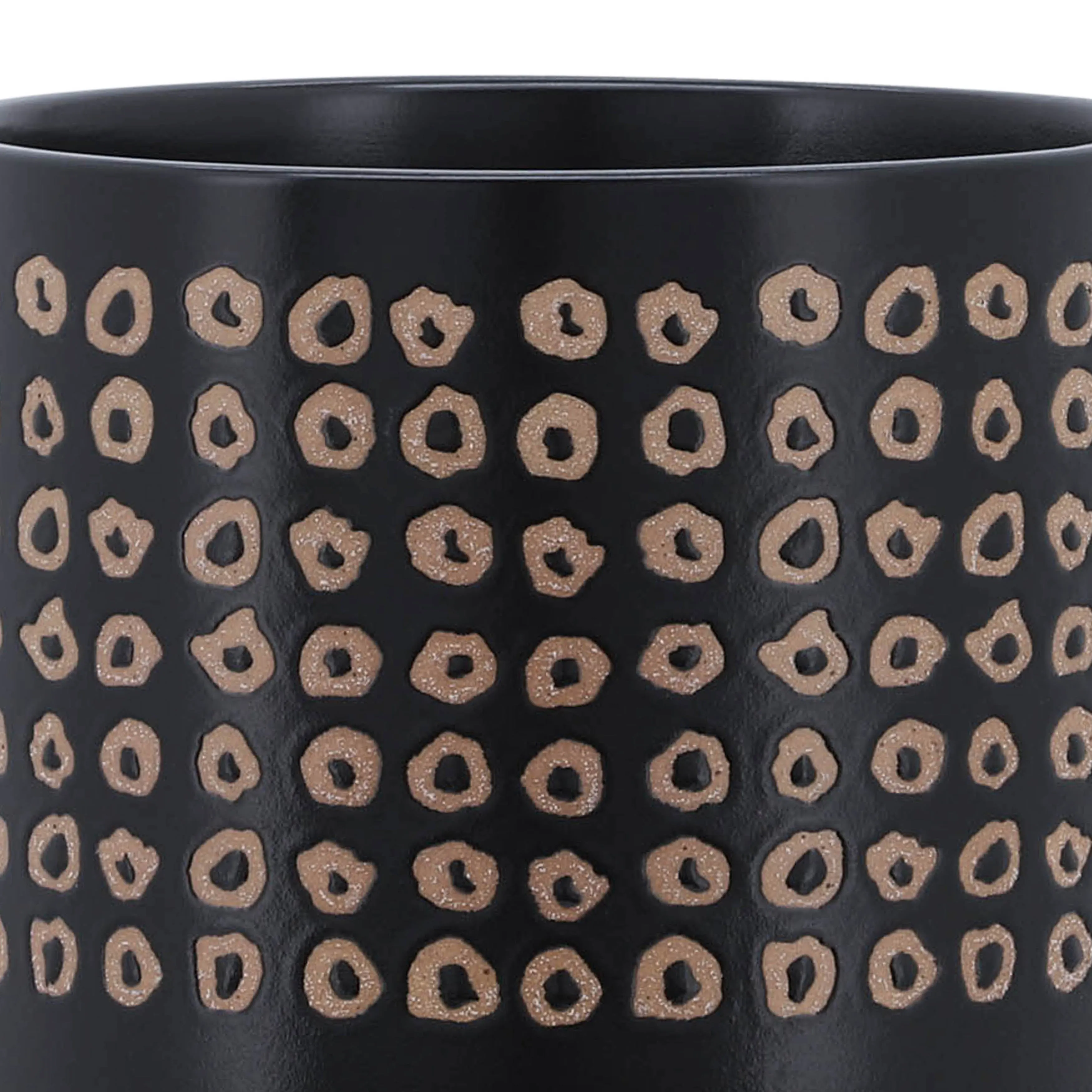 CERAMIC 8" PLANTER ON STAND, BROWN