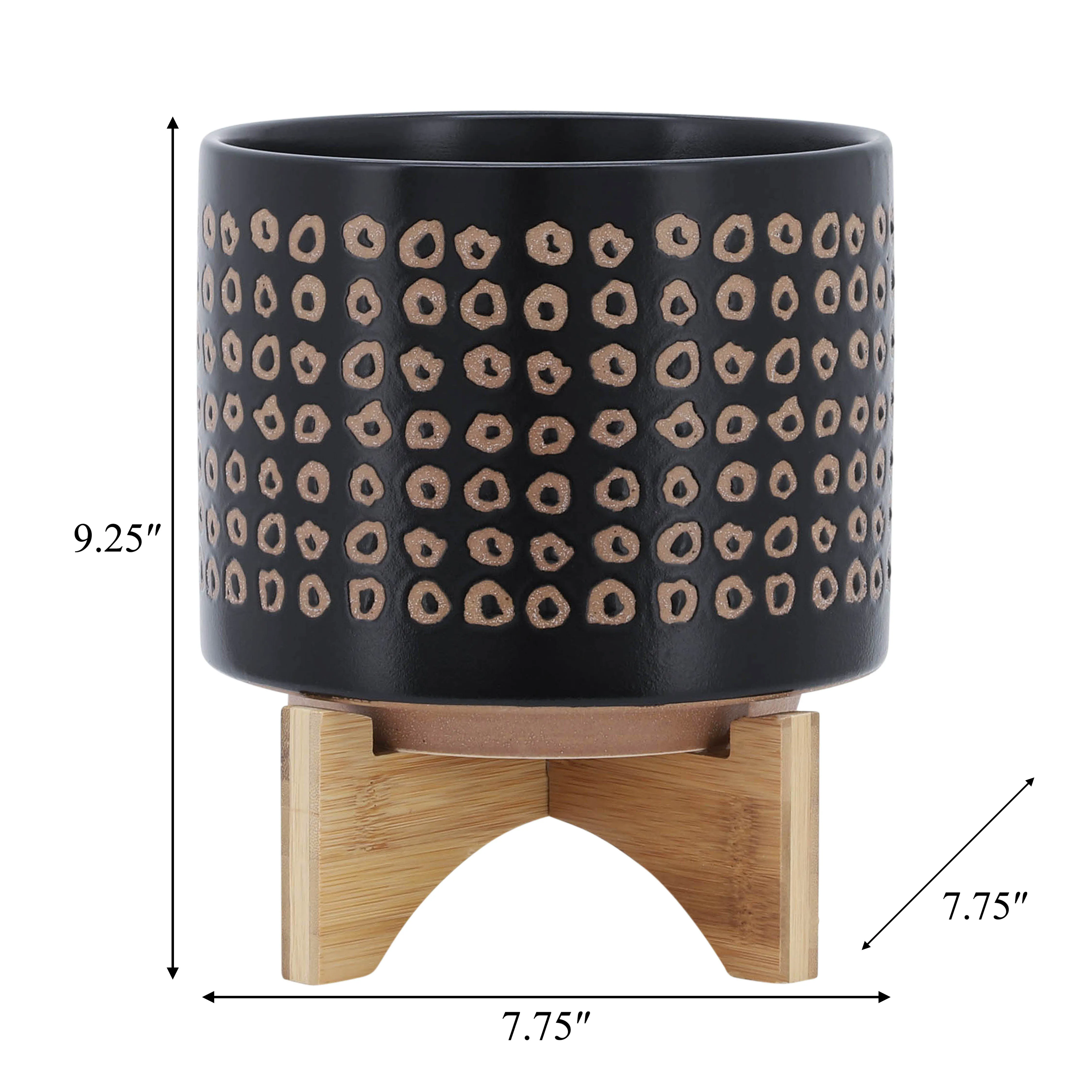 CERAMIC 8" PLANTER ON STAND, BROWN