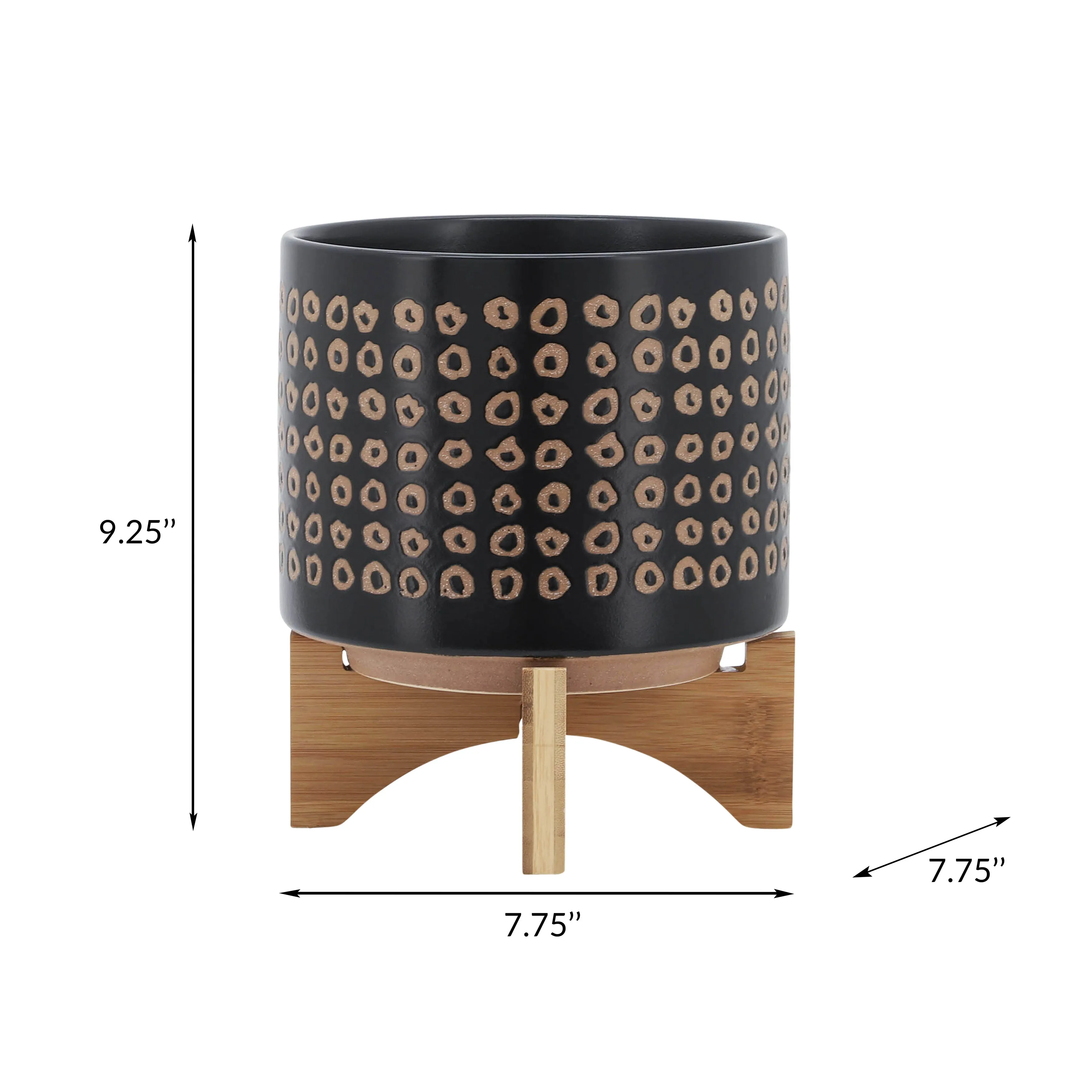 CERAMIC 8" PLANTER ON STAND, BROWN