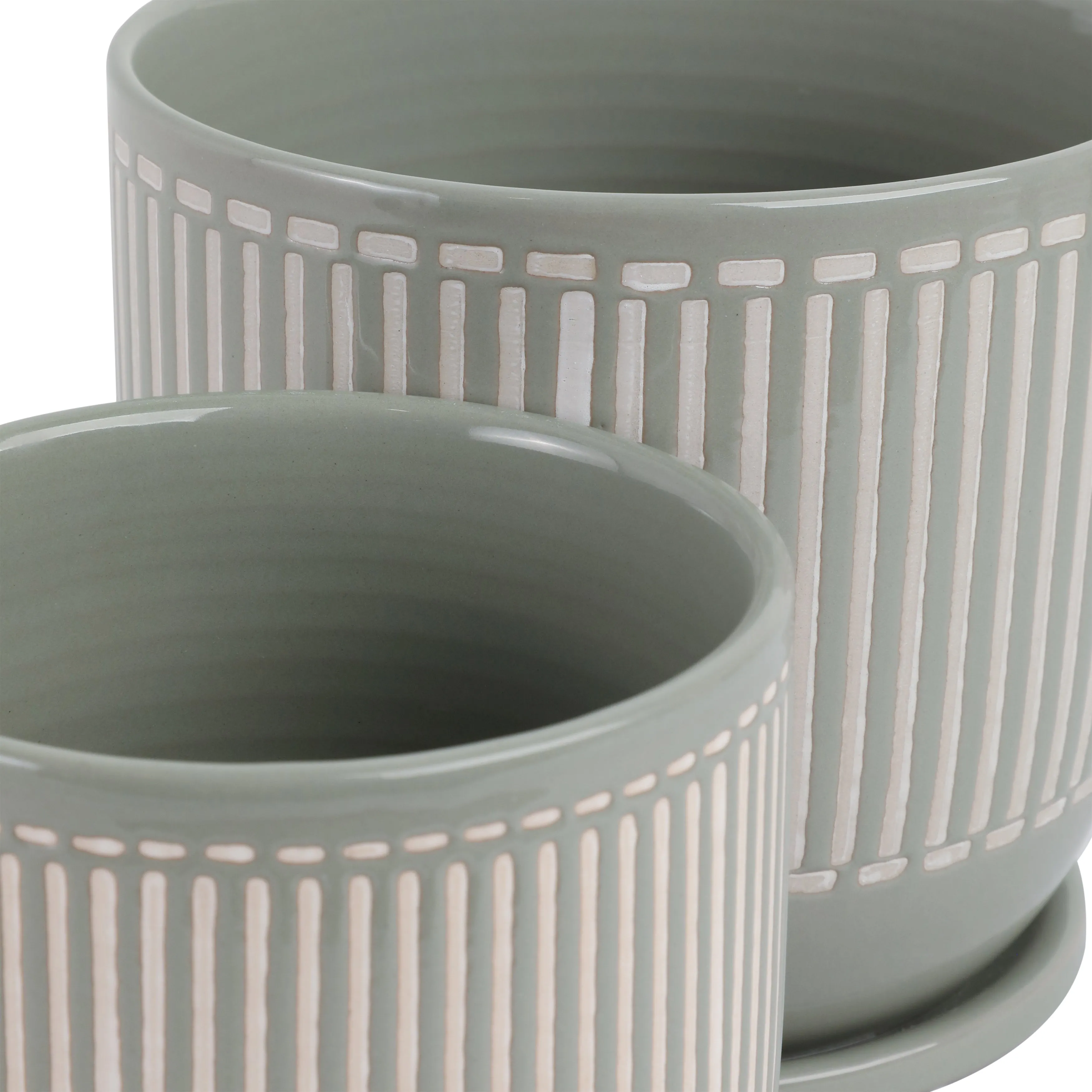 Cer?s/2  6/8" Planter W/ Saucer, Gray
