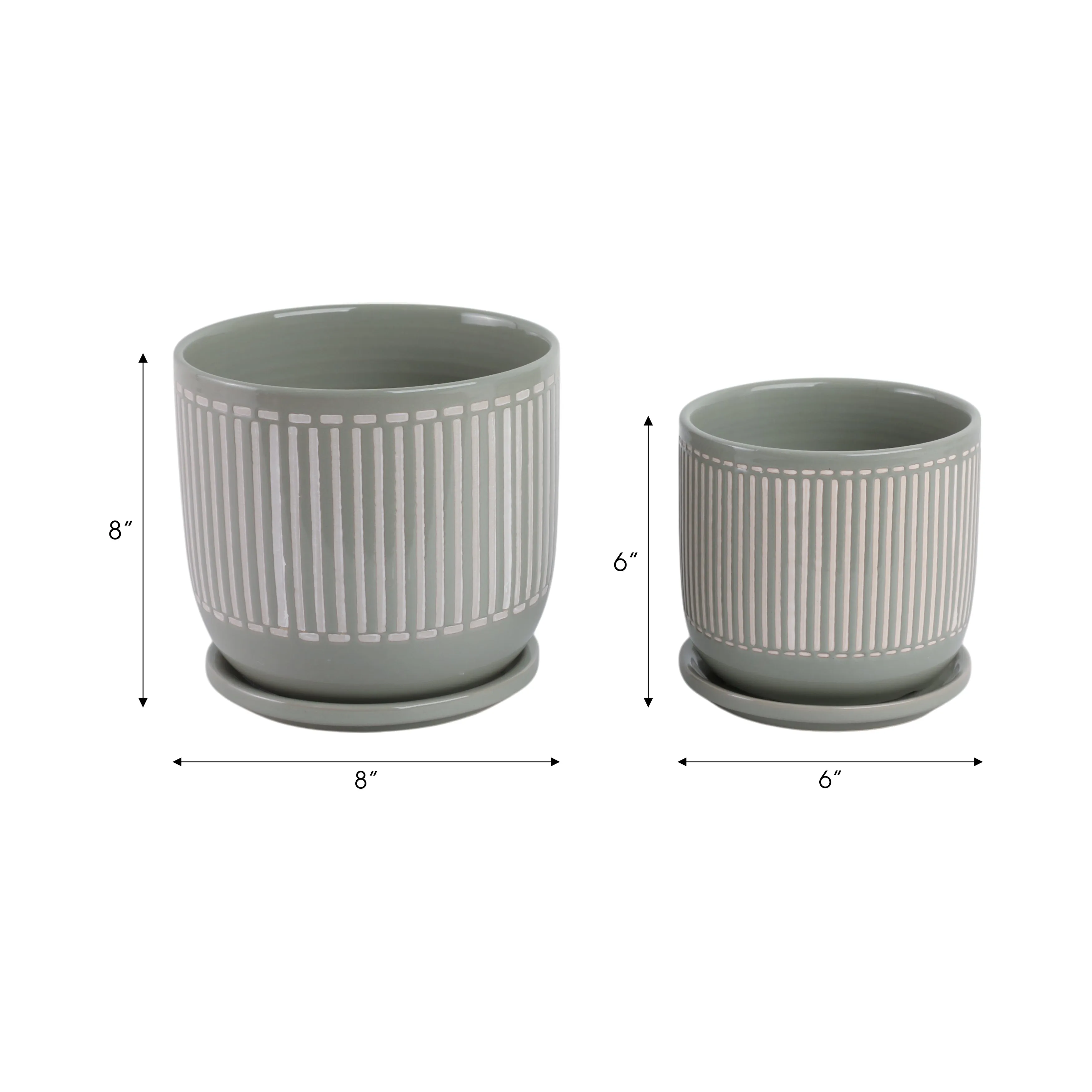 Cer?s/2  6/8" Planter W/ Saucer, Gray