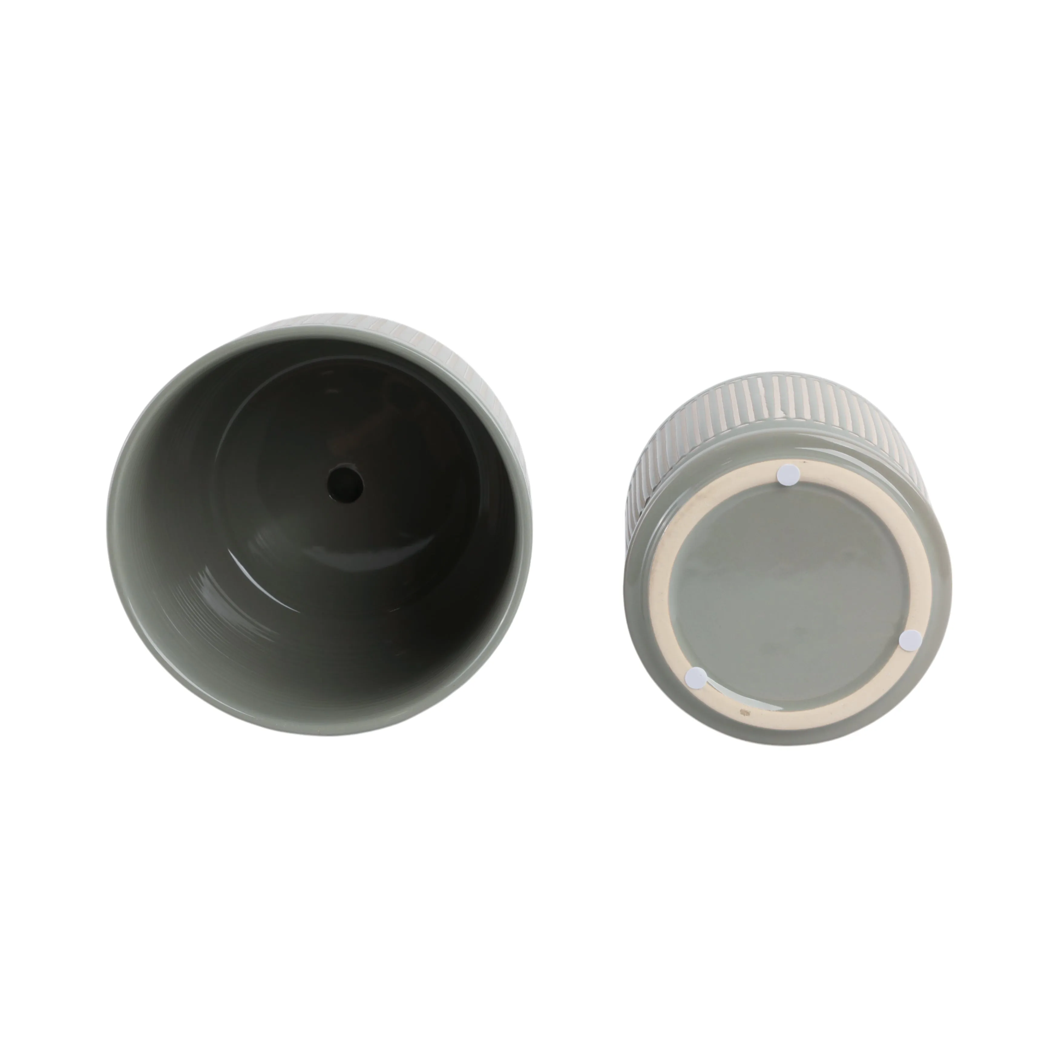 Cer?s/2  6/8" Planter W/ Saucer, Gray