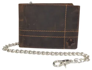 Chain Wallets For Men, Rfid Blocking Vintage Leather Bifold Wallet With Sturdy Chain Today Only Special