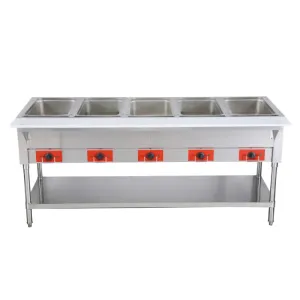 Chef AAA - FW-CN-0005-F, Commercial 72" Electric Steam Table with Cutting Board and Under-Shelf