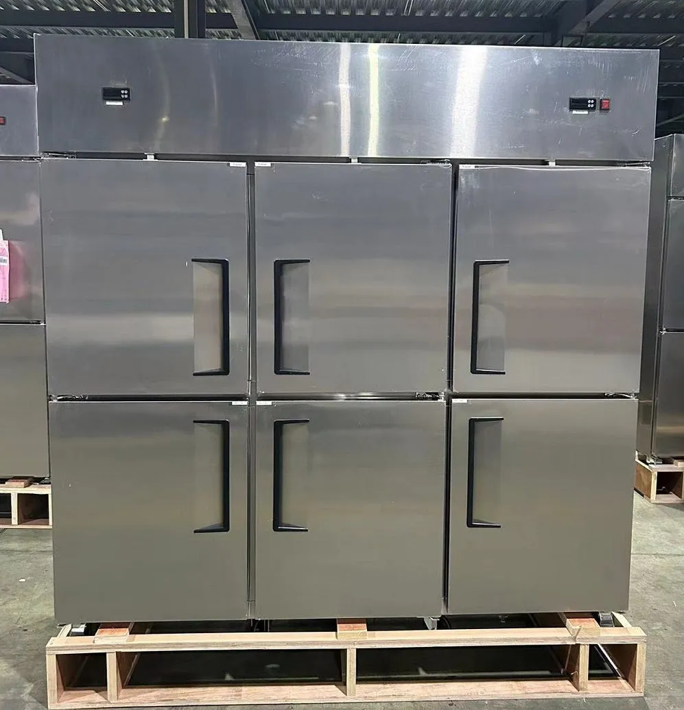 Chef AAA - SCD-660B 72" Commercial Dual Zone Reach-In Refrigerator and Freezer with 6 Solid Half Doors