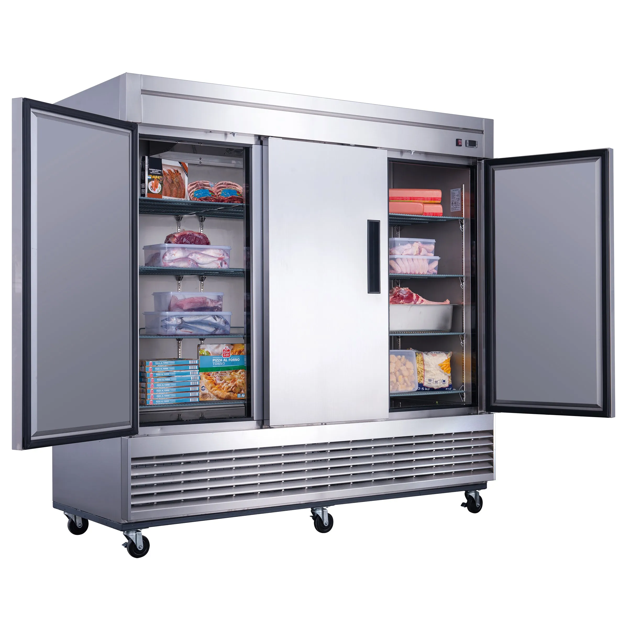 Chef AAA - T83F Commercial 83" Reach-In Freezer 3 Solid Door Stainless Steel 64 cu.ft.