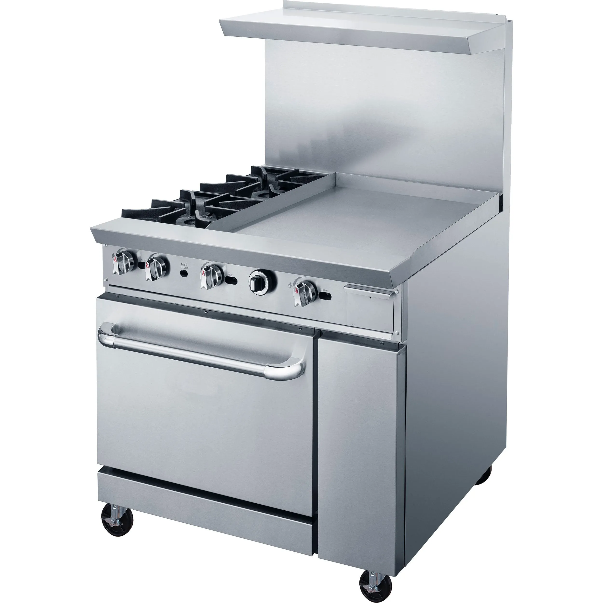 Chef AAA - TCR36-2B24GM Commercial 36" Oven Range Two Open Burners 24" Griddle Natural Gas