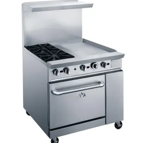 Chef AAA - TCR36-2B24GM Commercial 36" Oven Range Two Open Burners 24" Griddle Natural Gas