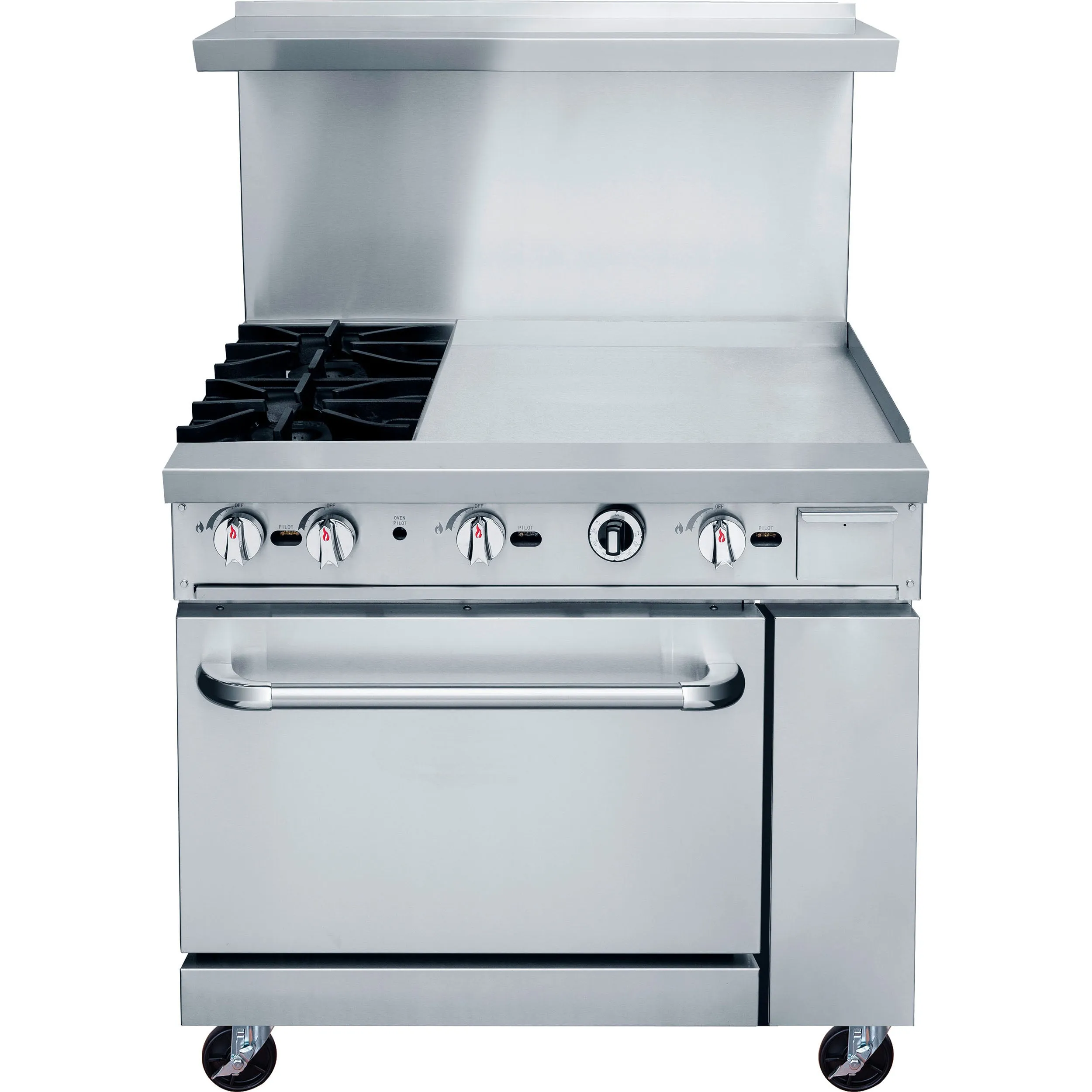 Chef AAA - TCR36-2B24GM Commercial 36" Oven Range Two Open Burners 24" Griddle Natural Gas