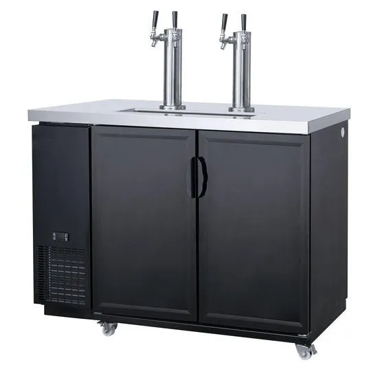 Chef AAA - TKB48-M2 48" Commercial Dual Tower 4 Tap Kegerator Beer Dispenser