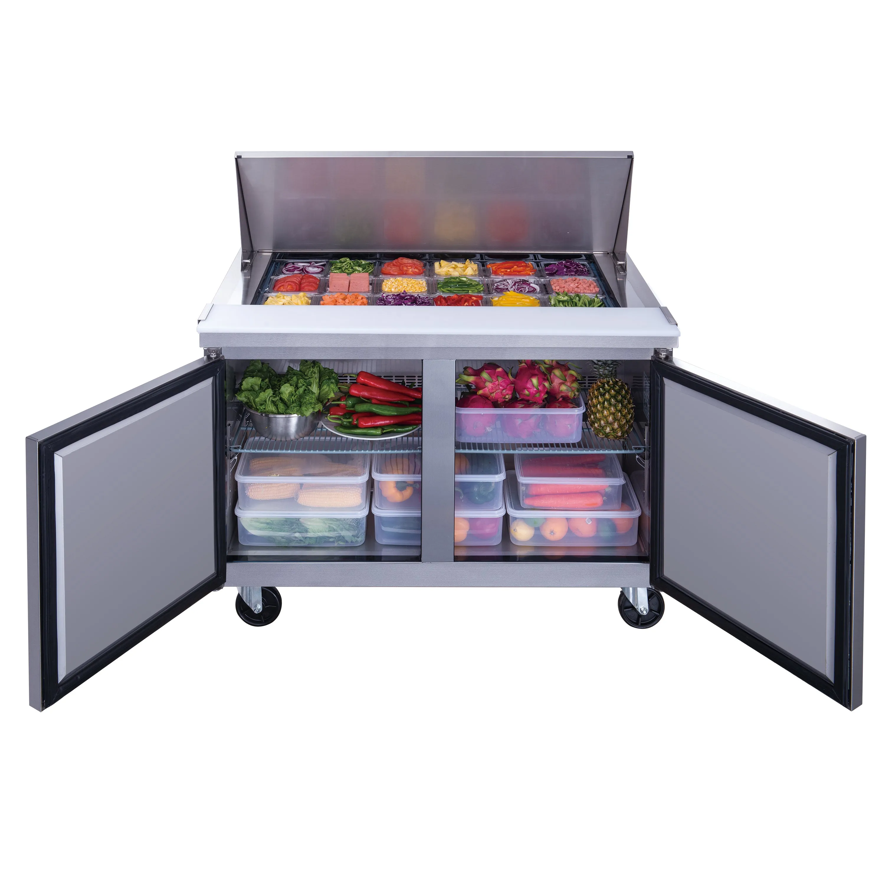 Chef AAA - TSP48M Commercial  48" 18 Pan Salad Sandwich Food Prep Table Refrigerator Mega Top