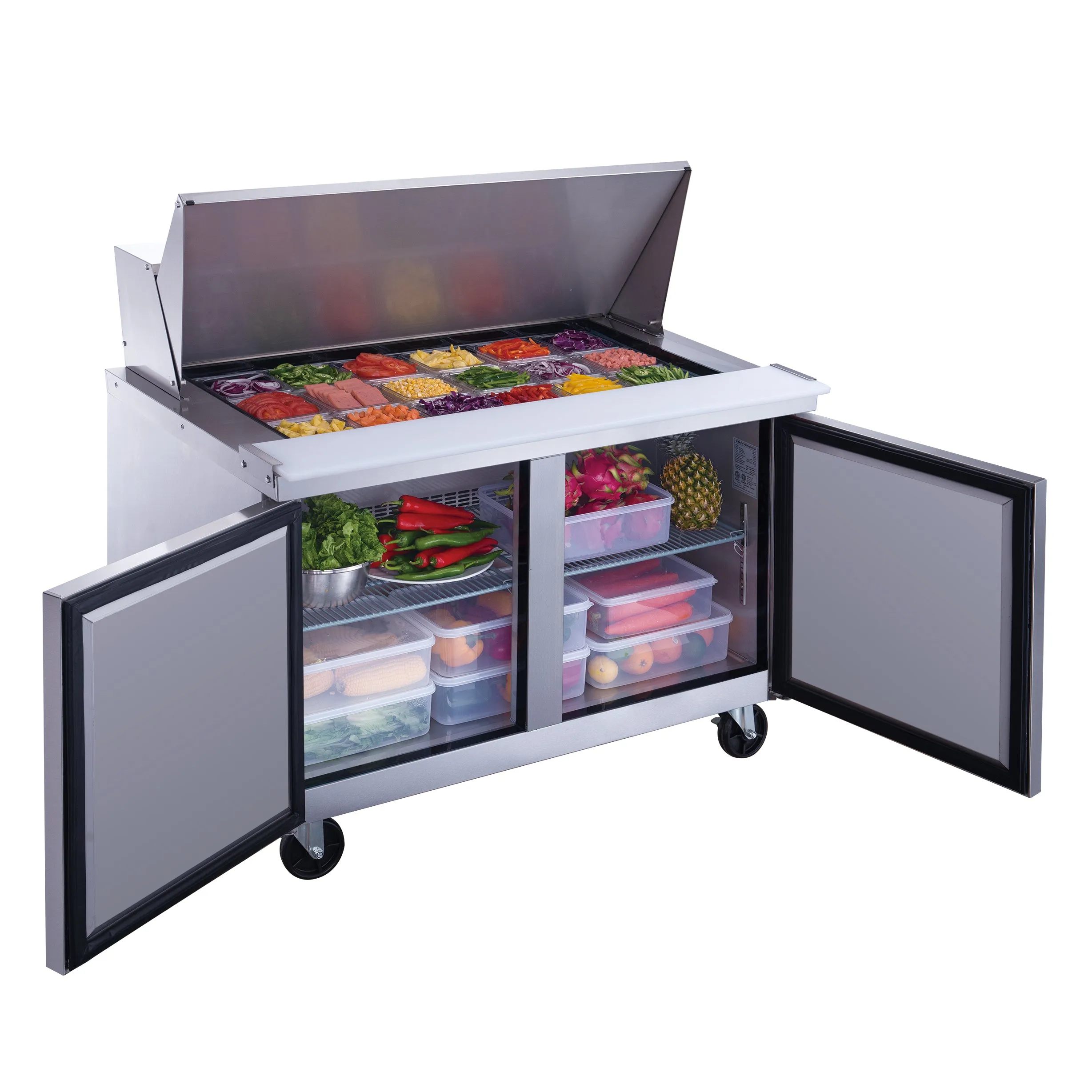 Chef AAA - TSP48M Commercial  48" 18 Pan Salad Sandwich Food Prep Table Refrigerator Mega Top