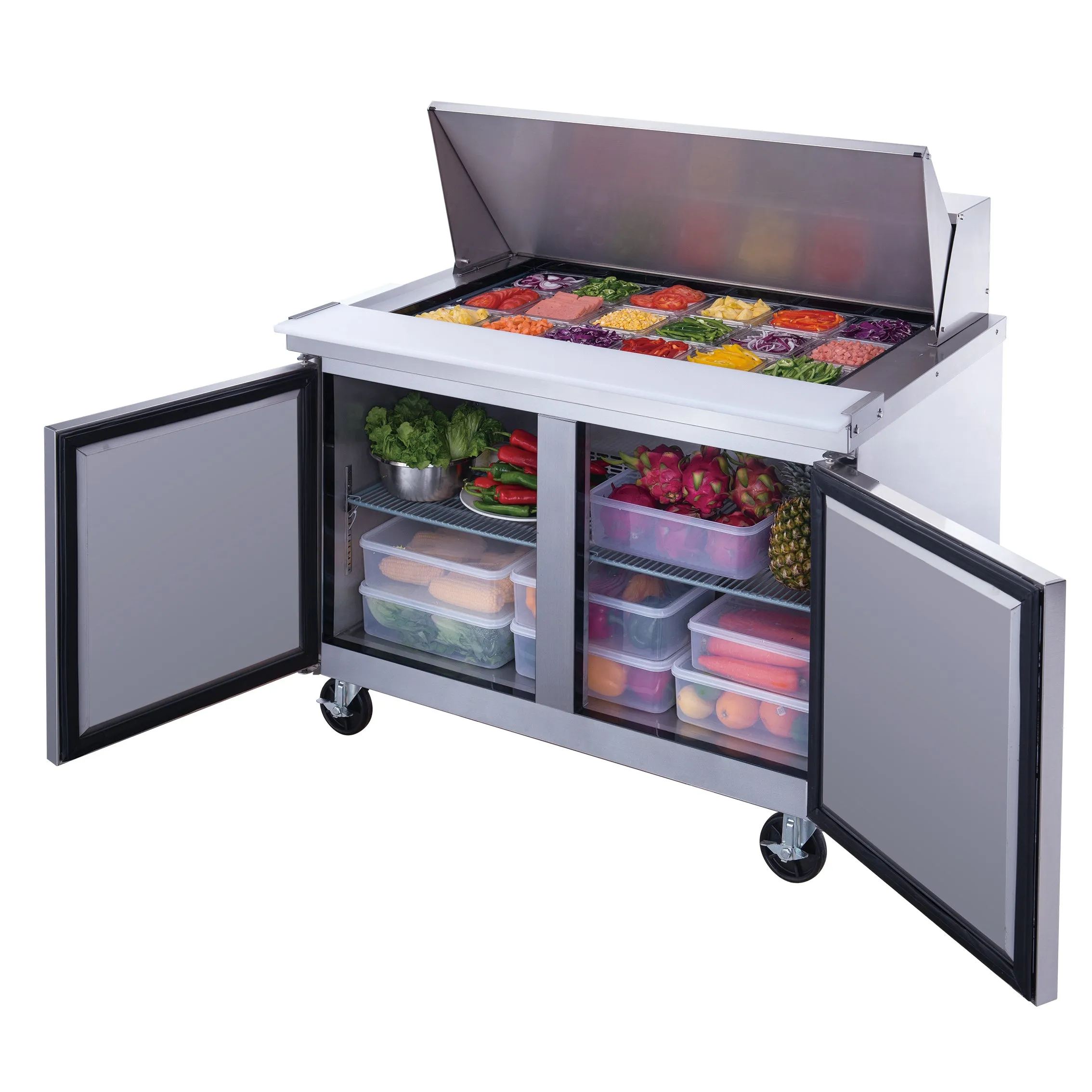 Chef AAA - TSP48M Commercial  48" 18 Pan Salad Sandwich Food Prep Table Refrigerator Mega Top