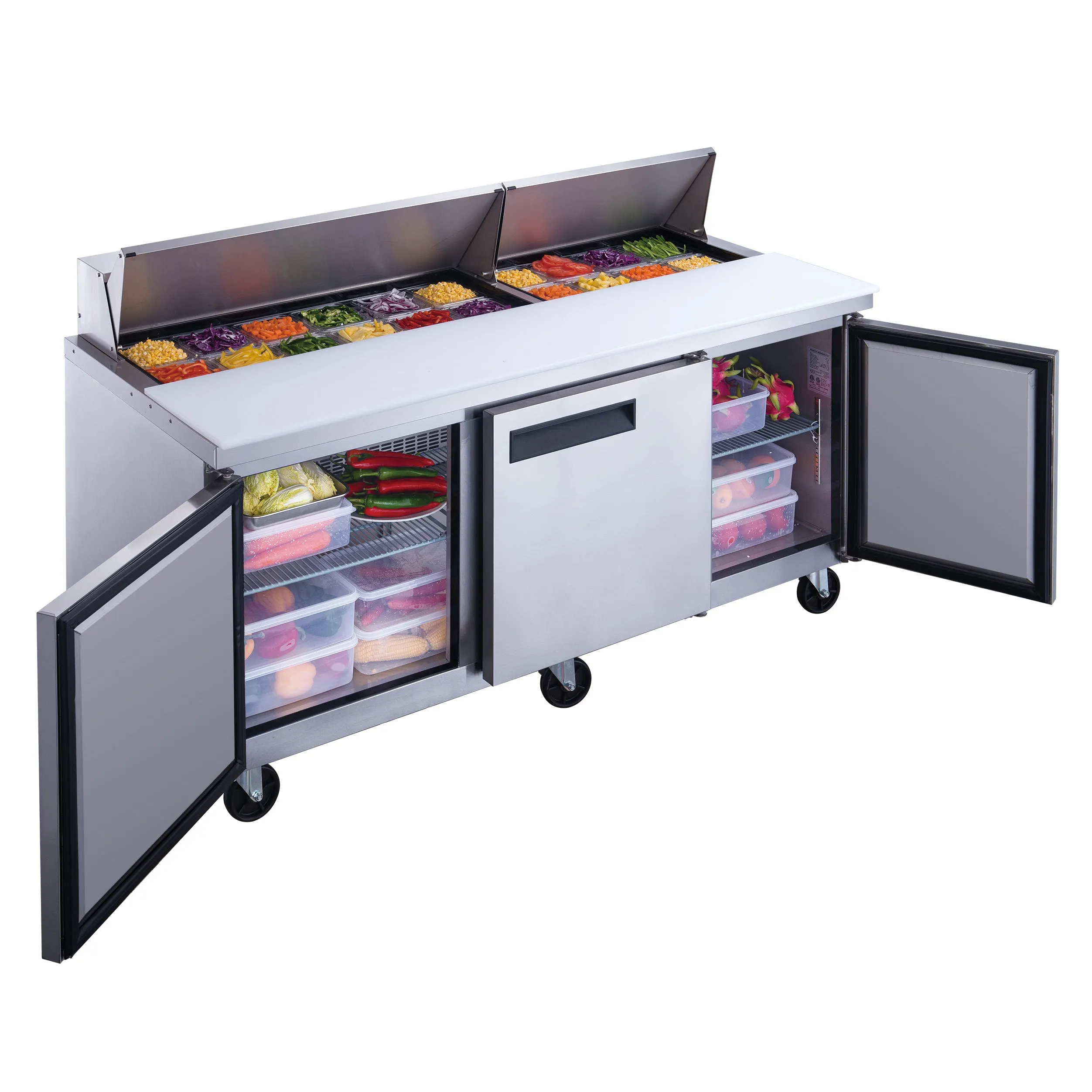 Chef AAA - TSP72 Commercial 72" 18 Pan Salad Sandwich Food Prep Table Refrigerator