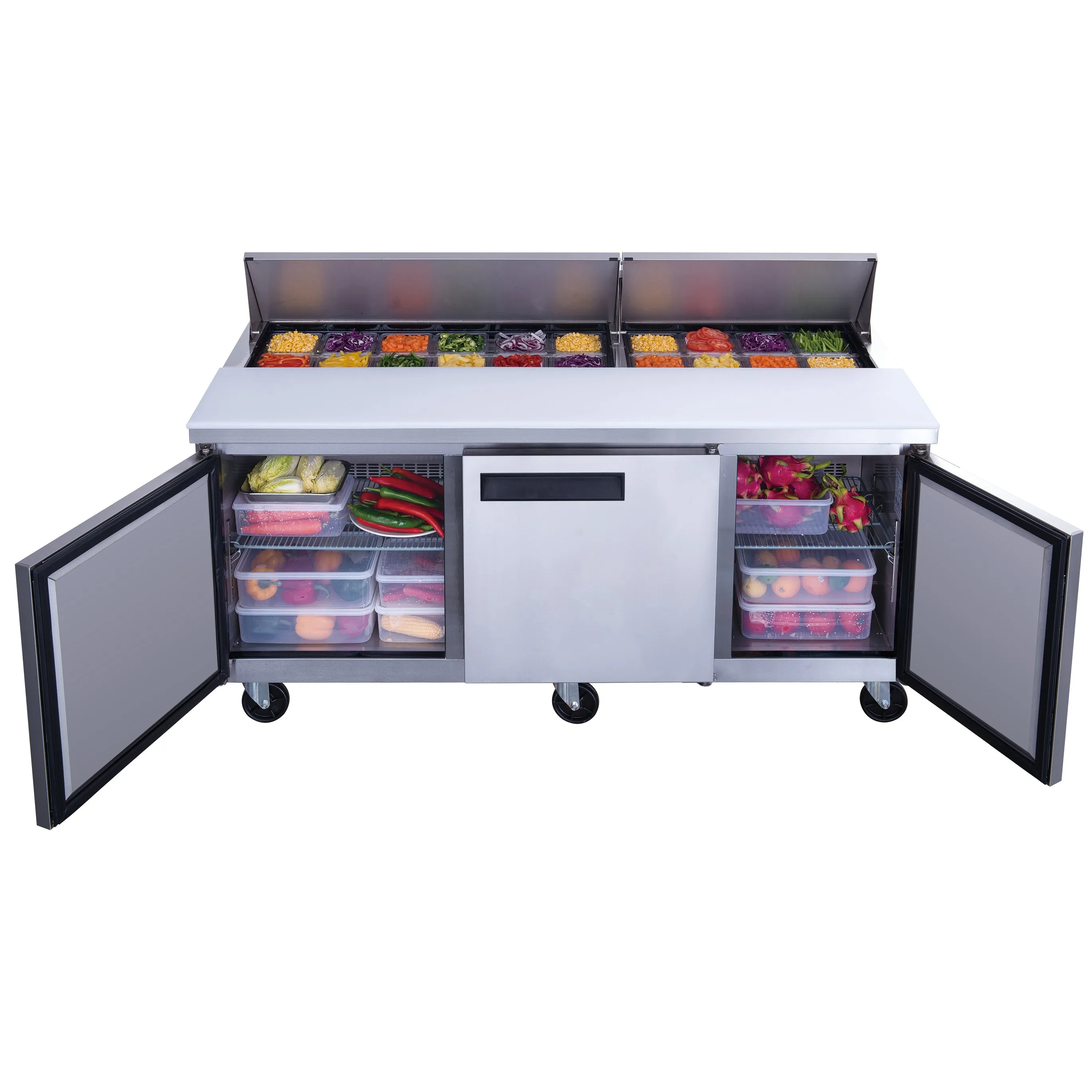Chef AAA - TSP72 Commercial 72" 18 Pan Salad Sandwich Food Prep Table Refrigerator