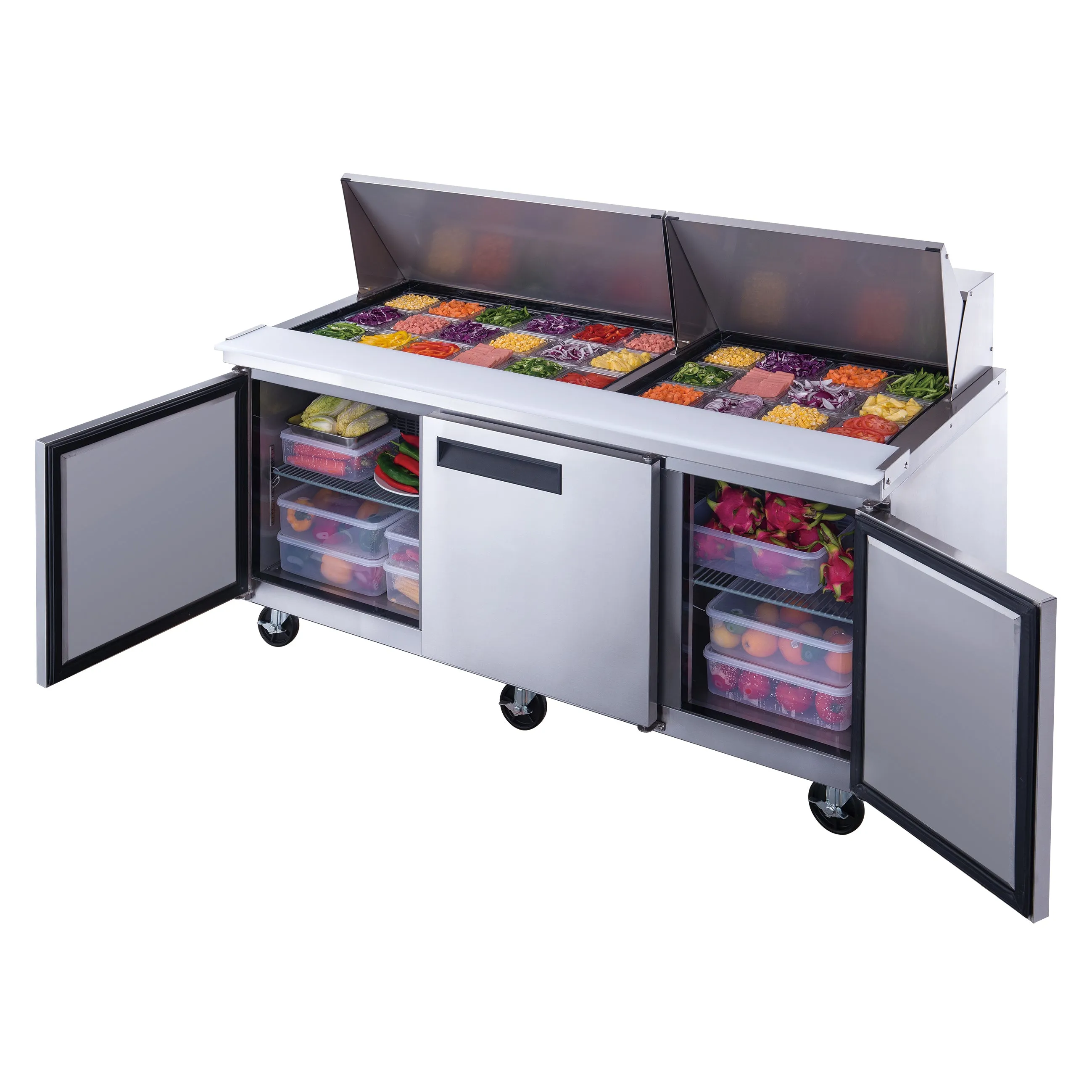 Chef AAA - TSP72M Commercial 72" 30 Pan Salad Sandwich Food Prep Table Refrigerator Mega Top