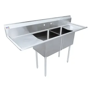 Chef AAA - Two Tub Pot Sink 3.5 Inch Center Drain Two Drain Boards | 43793