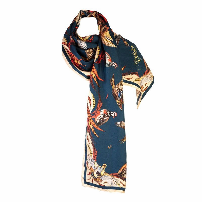 Save More Now Clare Haggas Best In Show Classic Silk Scarf - Petrol