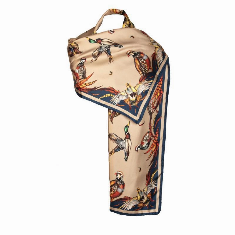 Clare Haggas Best In Show Classic Twill Silk Scarf - Toffee & Navy Dont Miss This Deal Hot Clearance Now