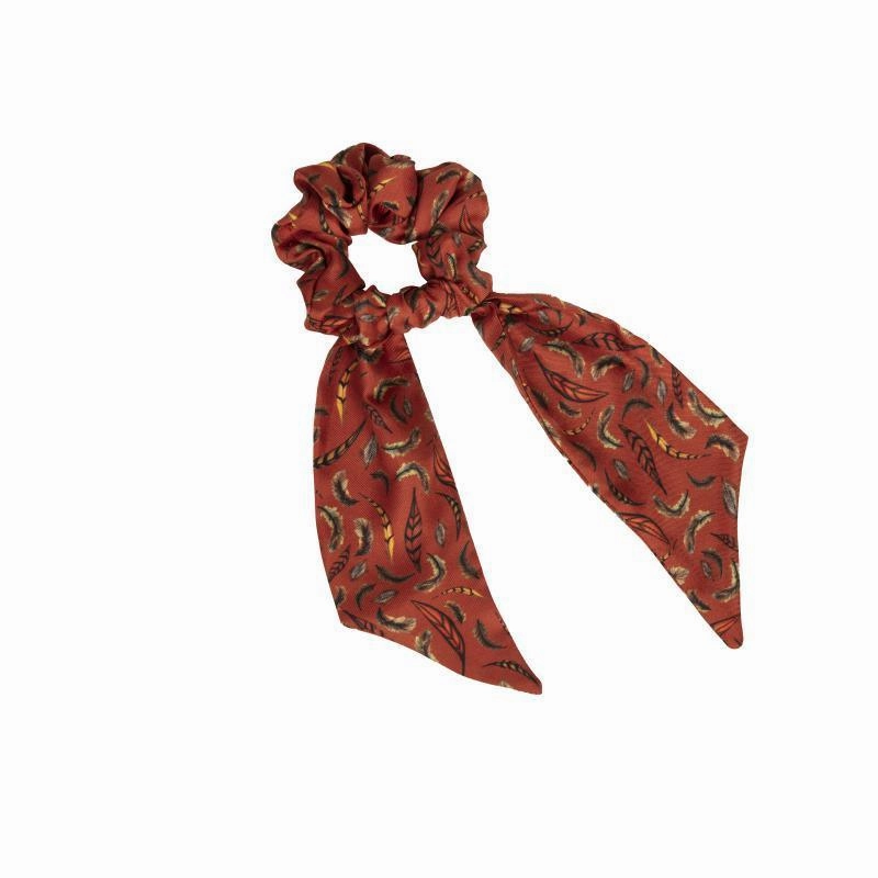 Dont Miss This Offer Mega Discount Today Clare Haggas Birds Of A Feather Silk Hair Scrunchie - Russet