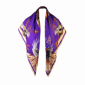 Clare Haggas Game On Large Silk Scarf - Violet Flash Offer Today Limited Stock Hot Deal