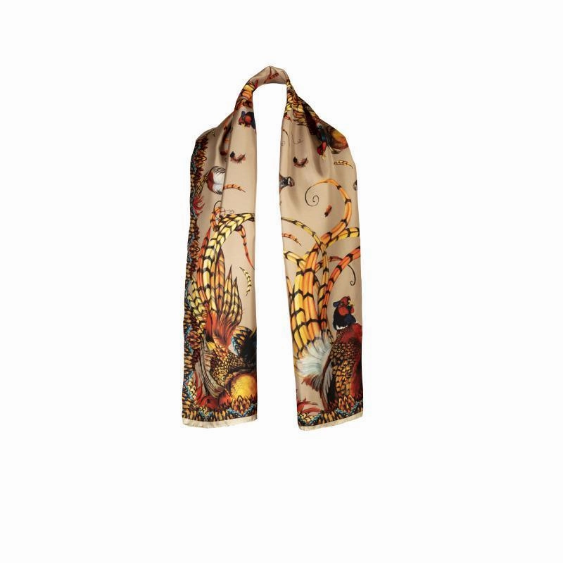 Clare Haggas Heads Or Tails Classic Twill Silk Scarf - Toffee & Gold Limited Time Steal Shop Grab Offer