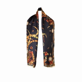 Clare Haggas Heads Or Tails Large Twill Silk Scarf - Navy & Gold Dont Miss This Offer Price Drop Alert