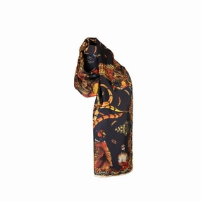 Clare Haggas Heads Or Tails Narrow Twill Silk Scarf - Navy & Gold Todays Hot Pick Steal the Deal Now