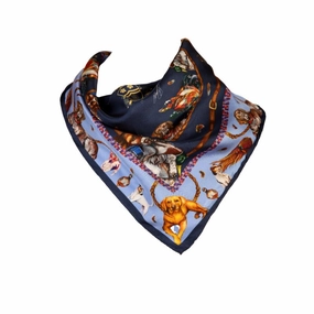 Exclusive Deal Inside Trending Offer Today Clare Haggas It'S A Dogs Life Medium Square Silk Scarf - Claret & Navy