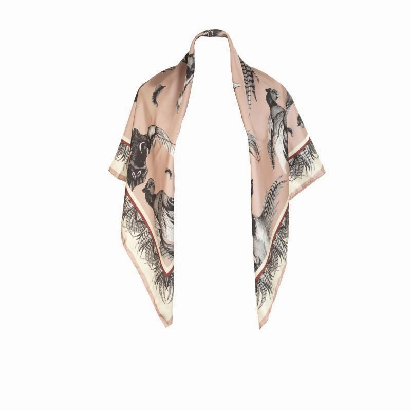 Dont Miss Todays Deal Shop Now Save Clare Haggas Turf War Monochrome Large Twill Silk Scarf - Limited Edition - Blush Pink