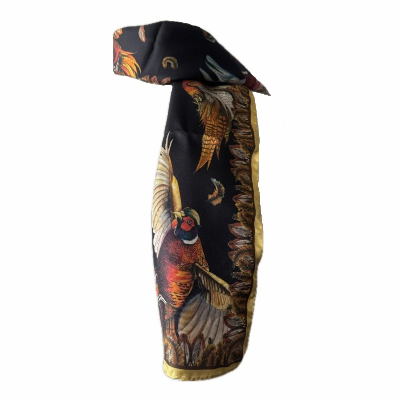 Clearance Event Today Hot Savings Alert Clare Haggas Turf War Narrow Silk Scarf - Black & Gold