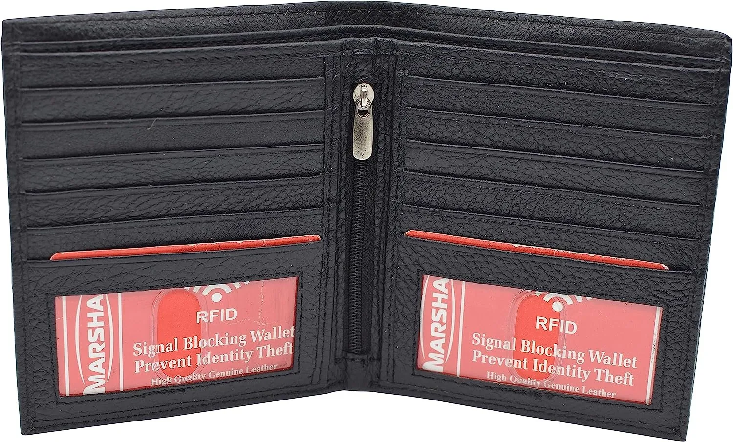 Rfid Blocking Bifold Hipster Credit Card 2 Id Wallet Genuine Cowhide Leather Special Price Offer Limited Time Steal