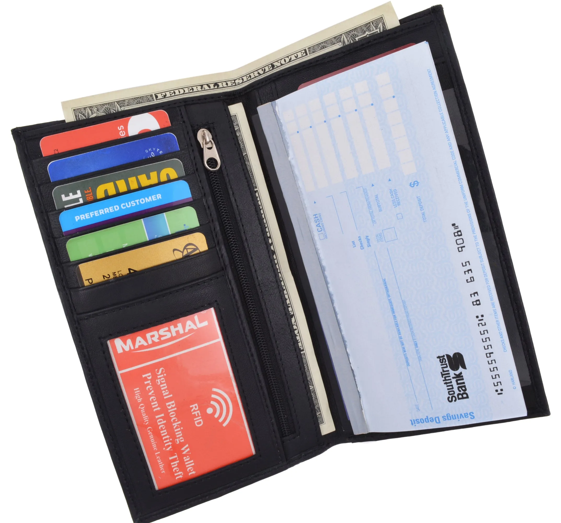 Best Deal Today New Leather Checkbook Cover Card Holder Wallet W/ Id Window Unisex Rfid Blocking
