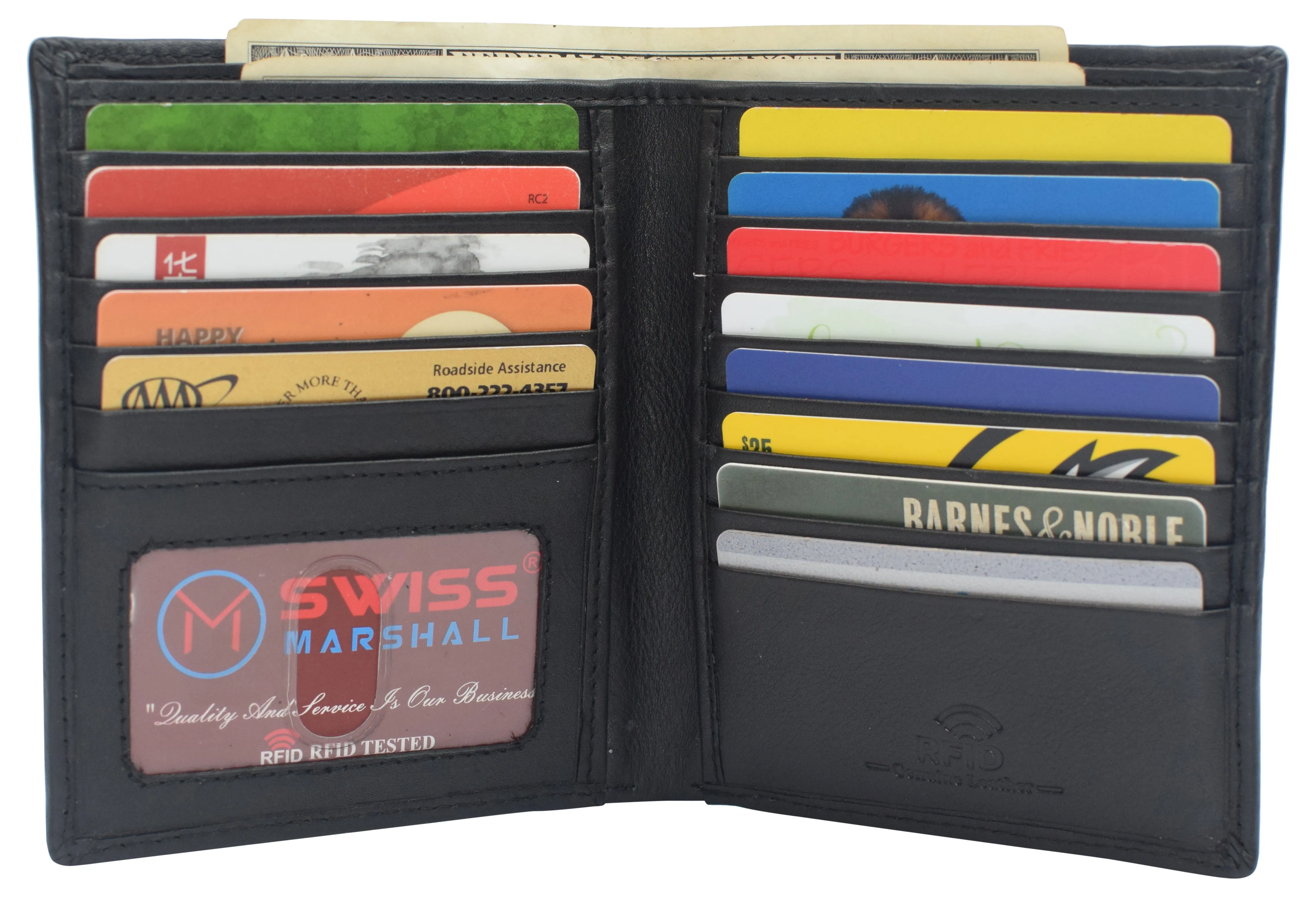 Swiss Marshall Rfid Men'S Slim Bifold Hipster Premium Leather Euro Wallet Big Savings Alert