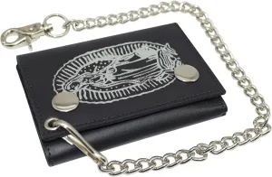 Online Exclusive Savings Guadalupe Virgin Men'S Trifold Biker Rfid Blocking Genuine Leather Steel Chain Wallet Snap Closure For Men (Guadalupe Virgin)
