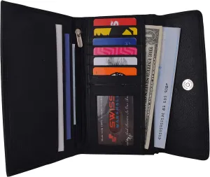 Daily Special Offer Trendy Picks Today Swiss Marshal Ladies Rfid Blocking Genuine Leather Long Clutch Credit Card Id Wallet
