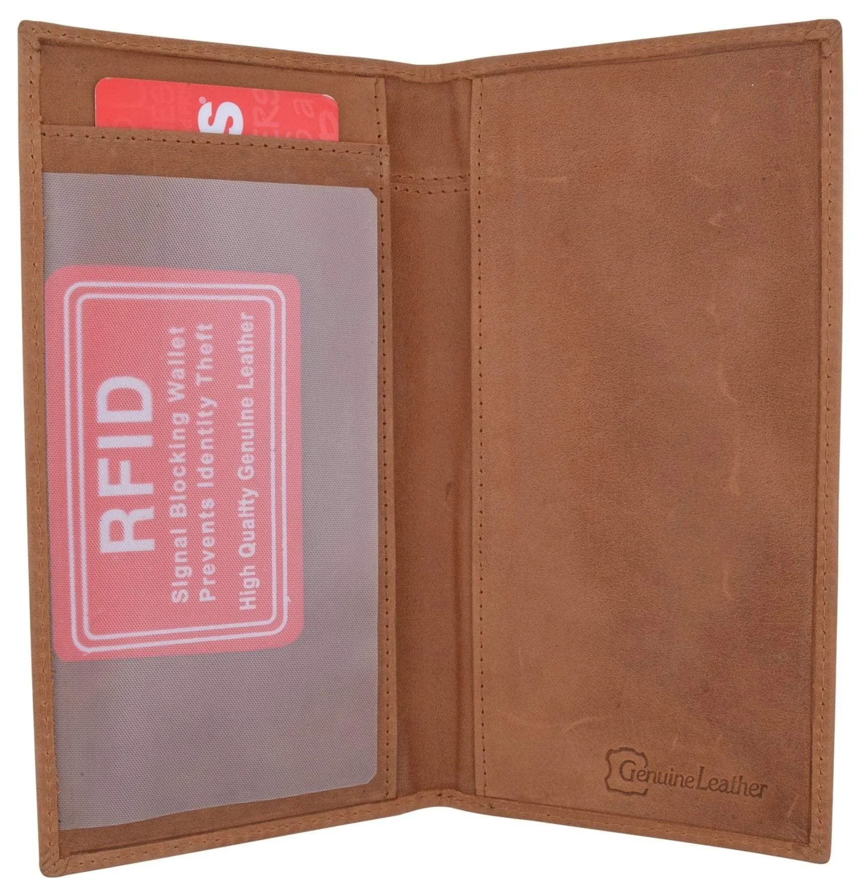 Rfid Blocking Vintage Style Hunter Leather Simple Checkbook Cover Tan Clearance Event Today Online Deal Frenzy