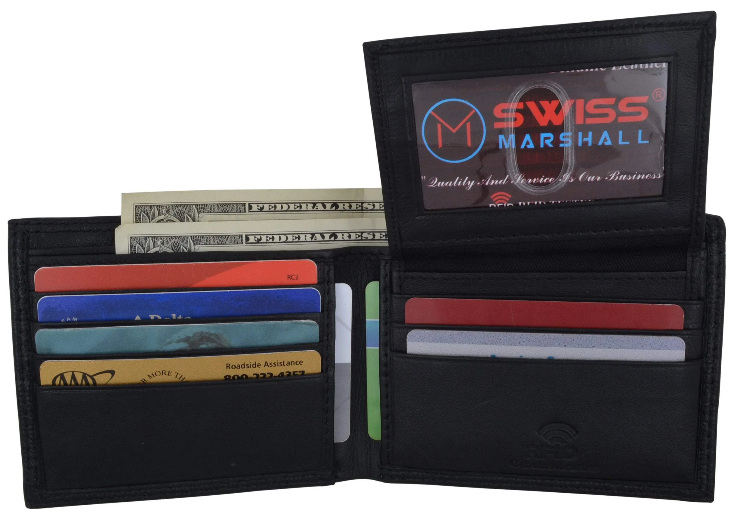 Mega Online Discount Weekend Flash Offer New Swiss Marshall Premium Leather Bifold Men'S Rfid Blocking Removable Credit Card Id Holder Wallet