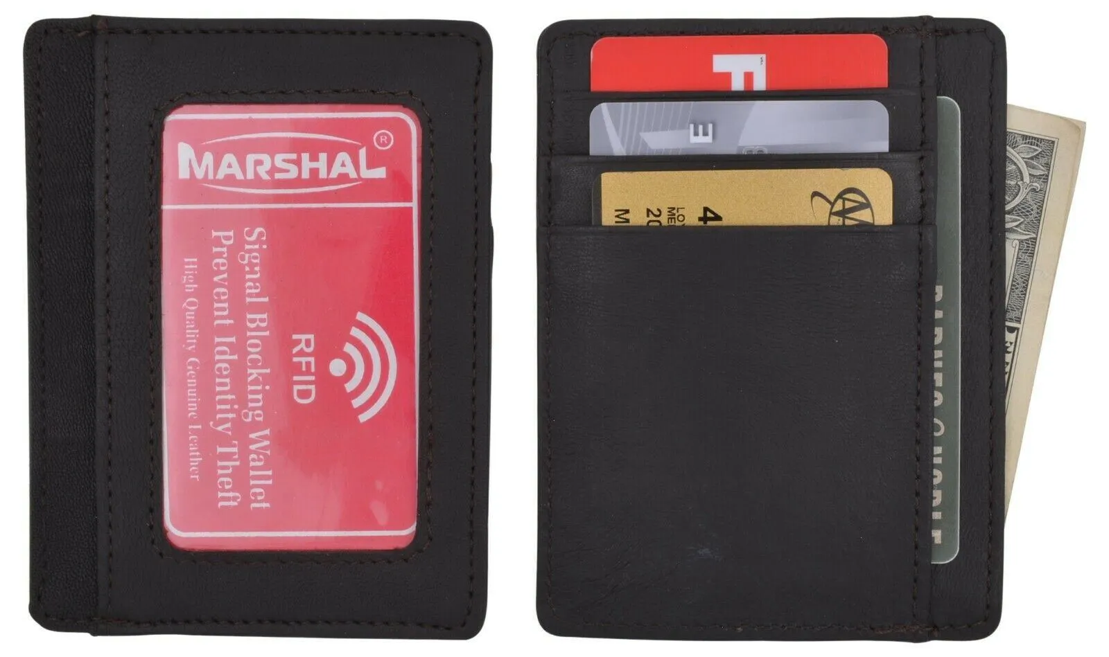 Dont Wait Save New Genuine Leather Slim Card Holder Wallets For Men - Minimalist Rfid Blocking