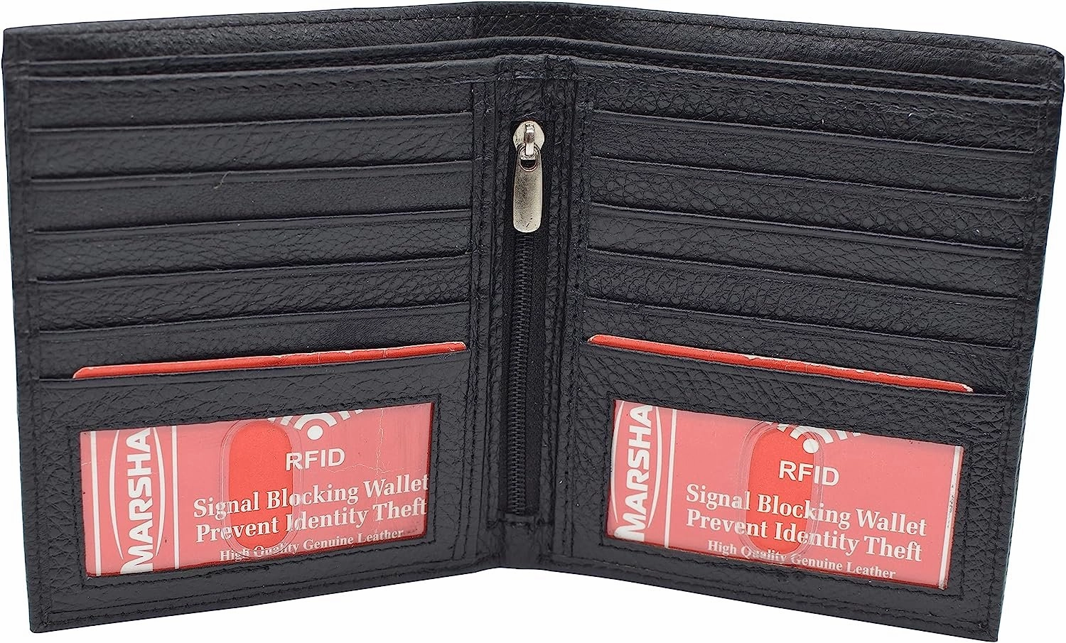 Rfid Blocking Bifold Hipster Credit Card 2 Id Wallet Genuine Cowhide Leather Special Price Offer Limited Time Steal