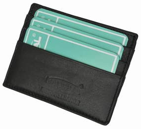 Clearance Sale Marshal Mens Black Leather Minimalist Front Pocket Cash Card Holder Wallet