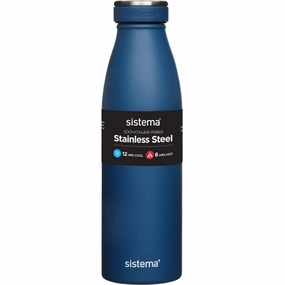 Sistema Stainless Steel Drink Bottle 500 Ml Ocean Blue Clearance Event Today