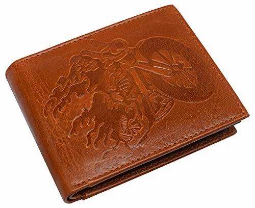 Marshal Leather Rfid Blocking Biker Logo Classic Bifold Wallet For Men Daily Special Offer