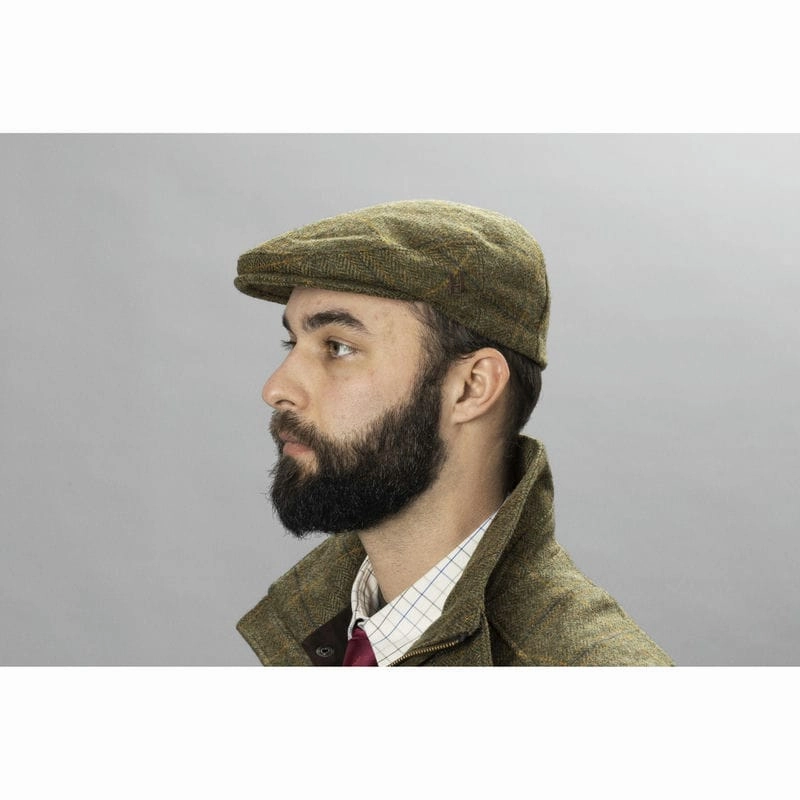 Harkila Kenmore Mens Tweed Flat Cap - Forest Green Flash Sale Now