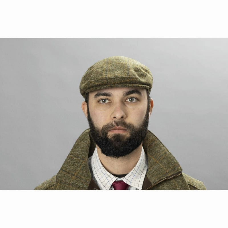 Harkila Kenmore Mens Tweed Flat Cap - Forest Green Perfect Gift Sale